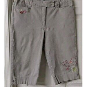 Izod C-Flex Bloom Pedal Capri Pants Embroidered Size 10
